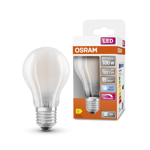 OSRAM Dimmbare Filament LED Lampe mit E27 Sockel, Kaltweiss (4000K), klassische Birnenform, 12W, Ersatz für 100W-Glühbirne, matt, LED Retrofit CLASSIC A DIM-Leuchtmittel-LEDVANCE Shop