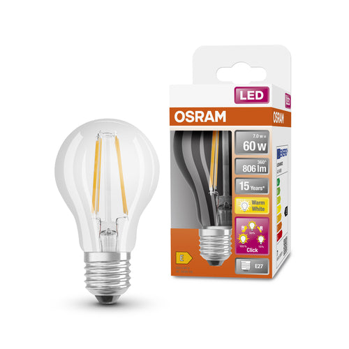OSRAM LED 3-Stufen dimmbar Classic A LED Lampe (ex 60W) 7W / 2700K Warmweiß E27-Leuchtmittel-LEDVANCE Shop
