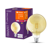 LEDVANCE Smarte LED-Lampe mit ZigBee, Sockel E27, dimmbar, warmweiß (2400K), goldene Globeform, klares Filament, Ersatz für 55W-Glühbirnen, steuerbar mit kompatiblen Systemen wie Alexa und Google etc.-Leuchtmittel-LEDVANCE Shop