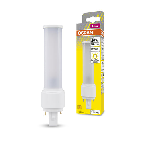 OSRAM DULUX D LED EM & AC MAINS LED-Röhre 17,1cm (ex 26W) 10W / 3000K Warmweiß G24d-3-Leuchtmittel-LEDVANCE Shop