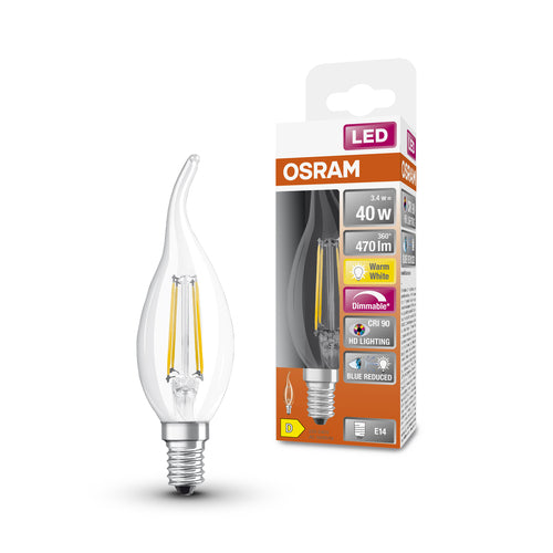 OSRAM Dimmbare LED-Lampe LED SUPERSTAR+ CL BA FIL 40 dim 3,4W/927 E14 CRI90 BOX , Warmweiß-Leuchtmittel-LEDVANCE Shop