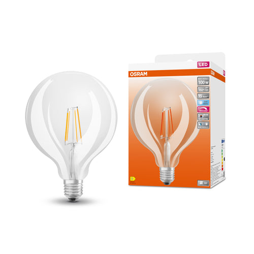 OSRAM Dimmbare FILAMENT LED-Lampe LED SUPERSTAR+ CL GLOBE125 FIL 100 dim 11W/940 E27 CRI90 BOX, Kaltweiß, E27-Leuchtmittel-LEDVANCE Shop