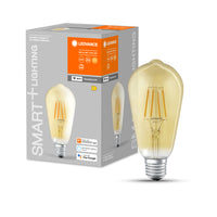 LEDVANCE Smarte LED-Lampe mit WiFi Technologie in Gold Edison Form, Sockel E27, Dimmbar,Warmweiß (2400K), ersetzt Glühlampen mit 53 W, SMART+ WiFi Classic Dimmable, 1er-Pack-Leuchtmittel-LEDVANCE Shop