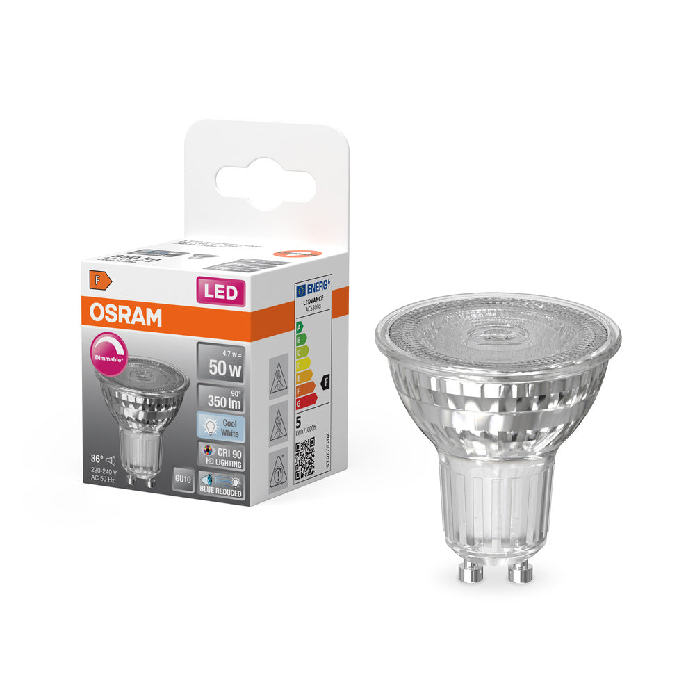 OSRAM Dimmbare LED Reflektor-Lampe LED SUPERSTAR + spot PAR16 GL 50 DIM 4,7W/940 GU10 CRI90 , Kaltweiß-Leuchtmittel-LEDVANCE Shop