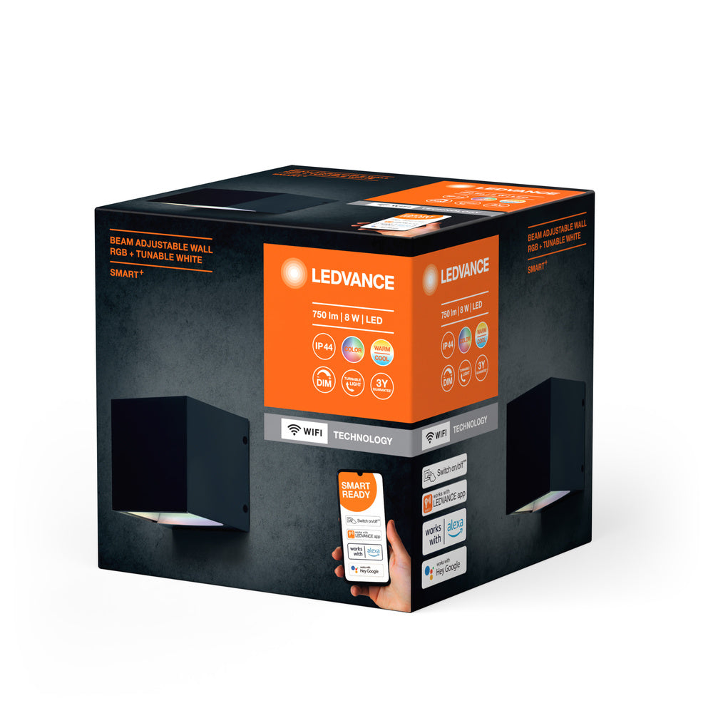 LEDVANCE Wifi SMART+ Beam Wandleuchte, RGB+, TW, 8W, 3000-6500K, Schwarz-LEDVANCE Shop