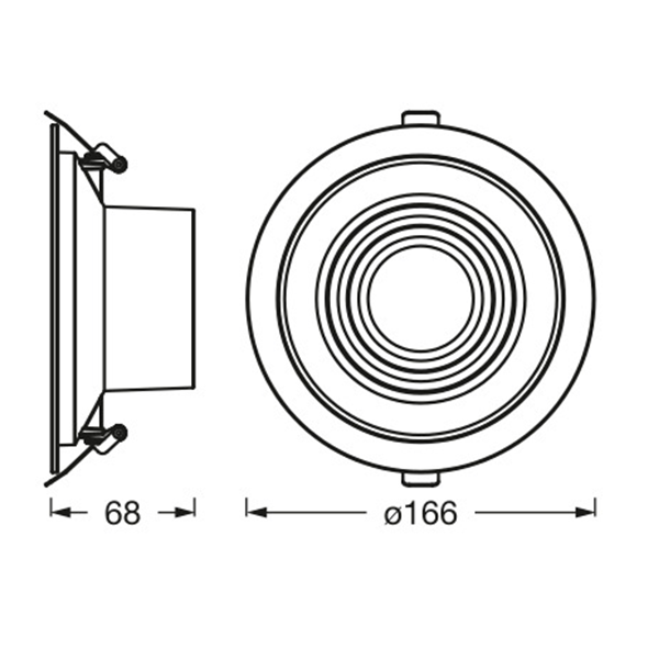 LEDVANCE DECOR FIL DL RIPPLE Downlight, Ø 166mm, silber, 9W, 850lm-Einbaustrahler & Spots-LEDVANCE Shop