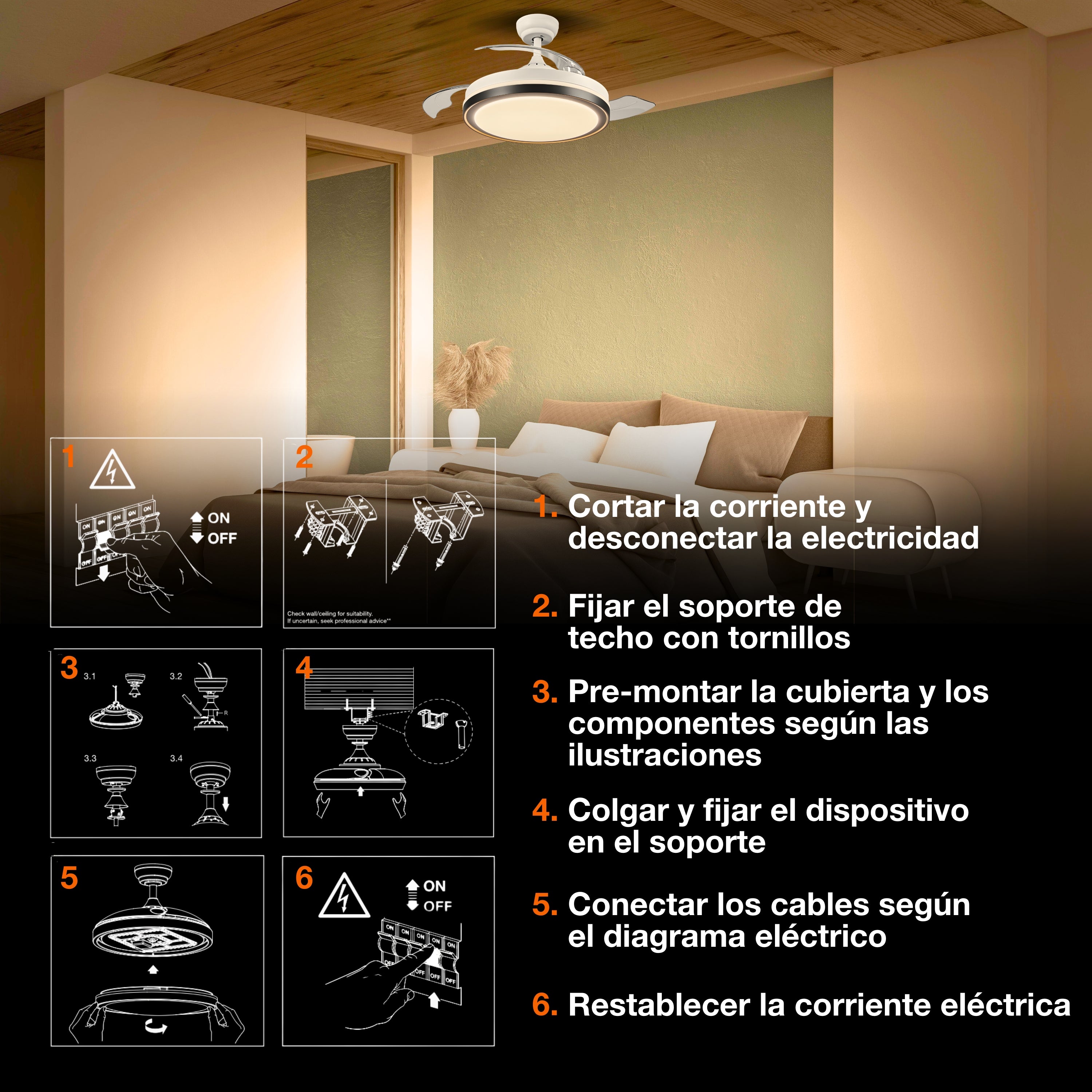 OSRAM LED Deckenventilator Retractable 66W White 3000K-6500K