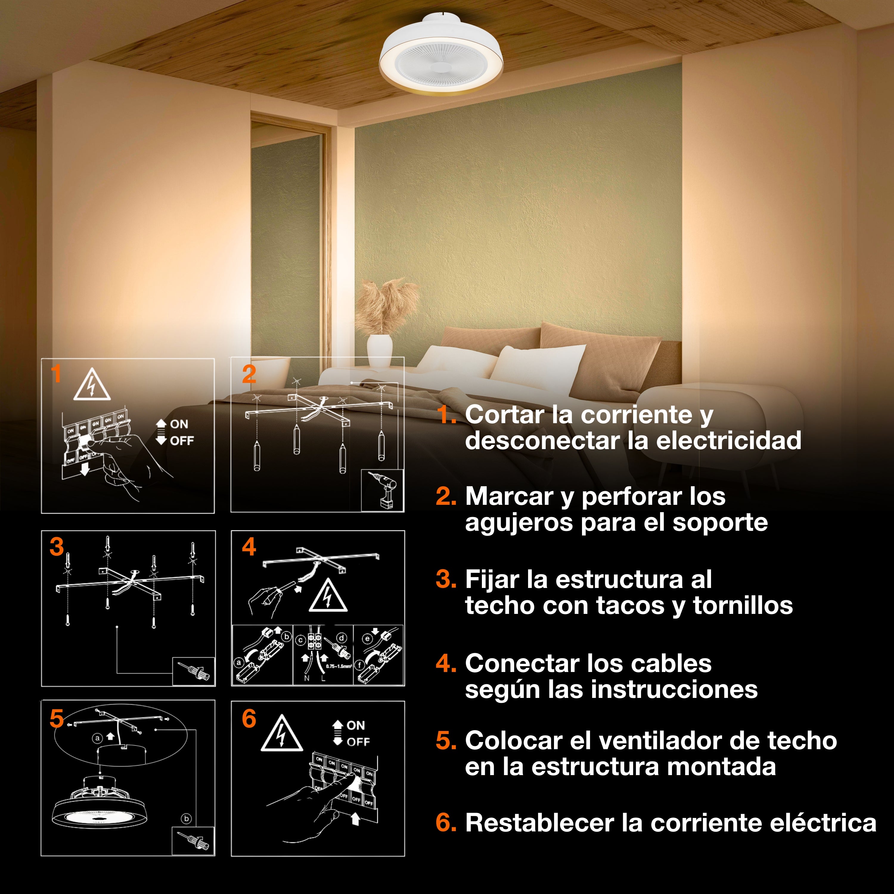OSRAM Ceiling Fan Encapsulate Deckenventilator, 49W, 3000lm, 2700-6500K, Weiß