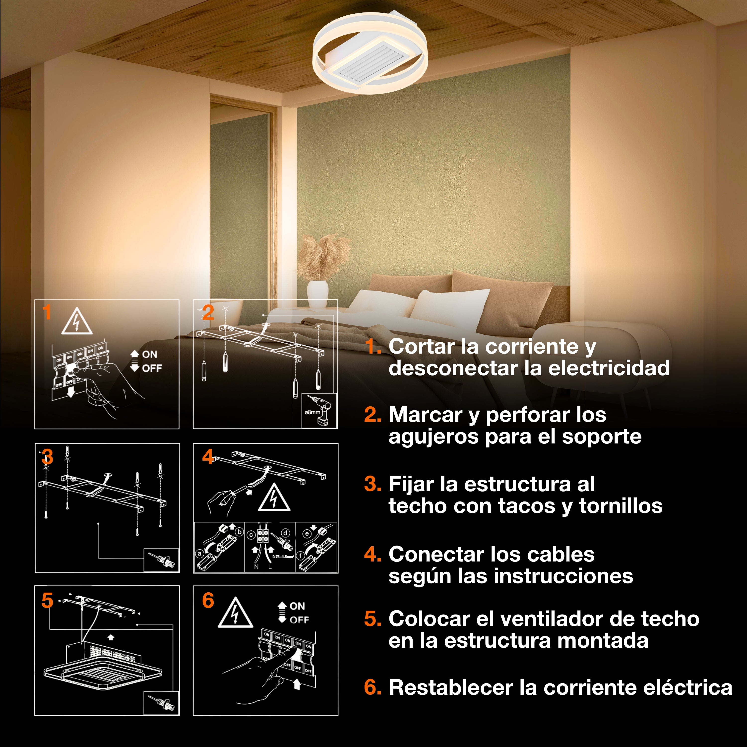 Ventilador de techo LED OSRAM Ring 55 W, CCT blanco 3000 K-6500 K