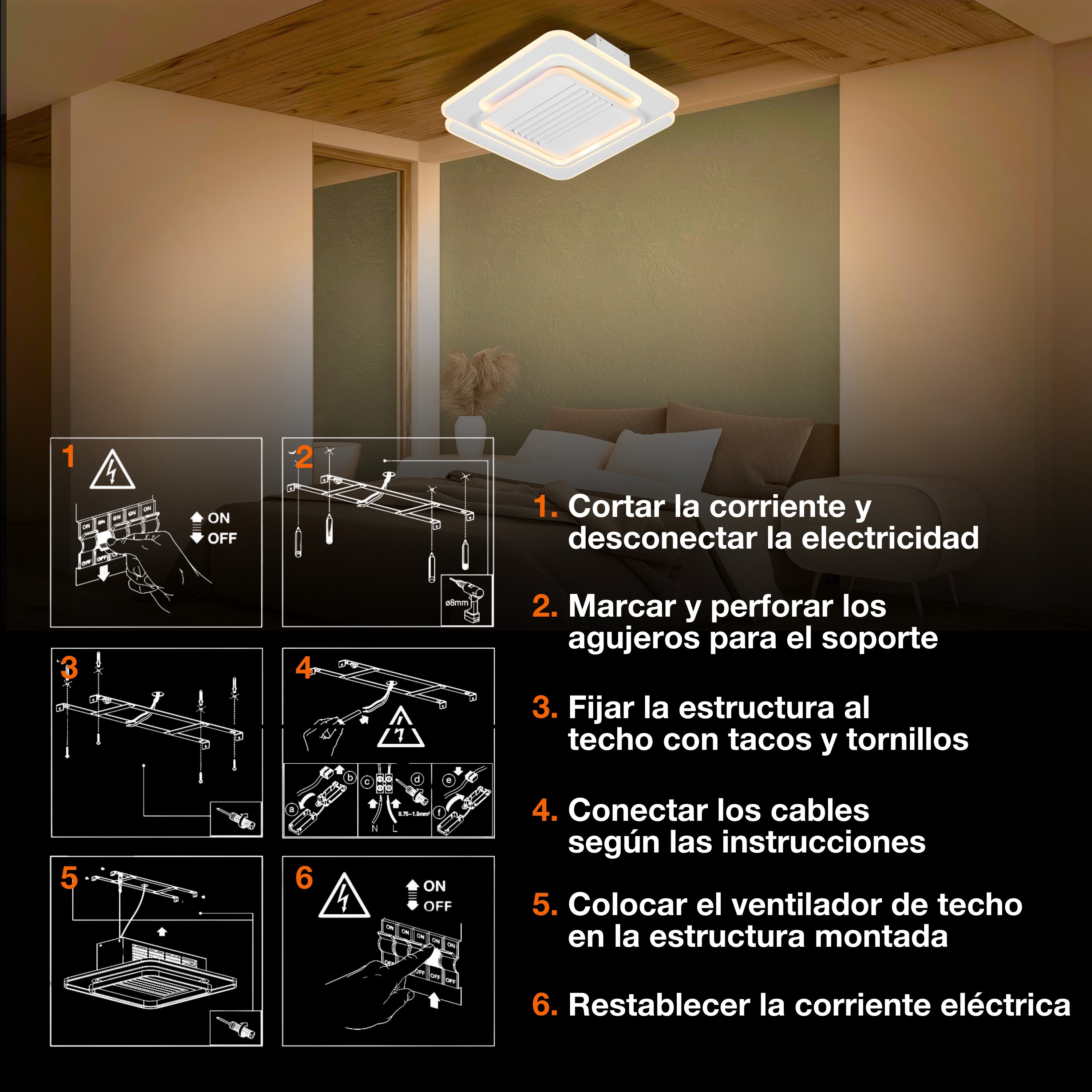 OSRAM LED Deckenventilator Square 55W CCT Weiß 3000K-6500K