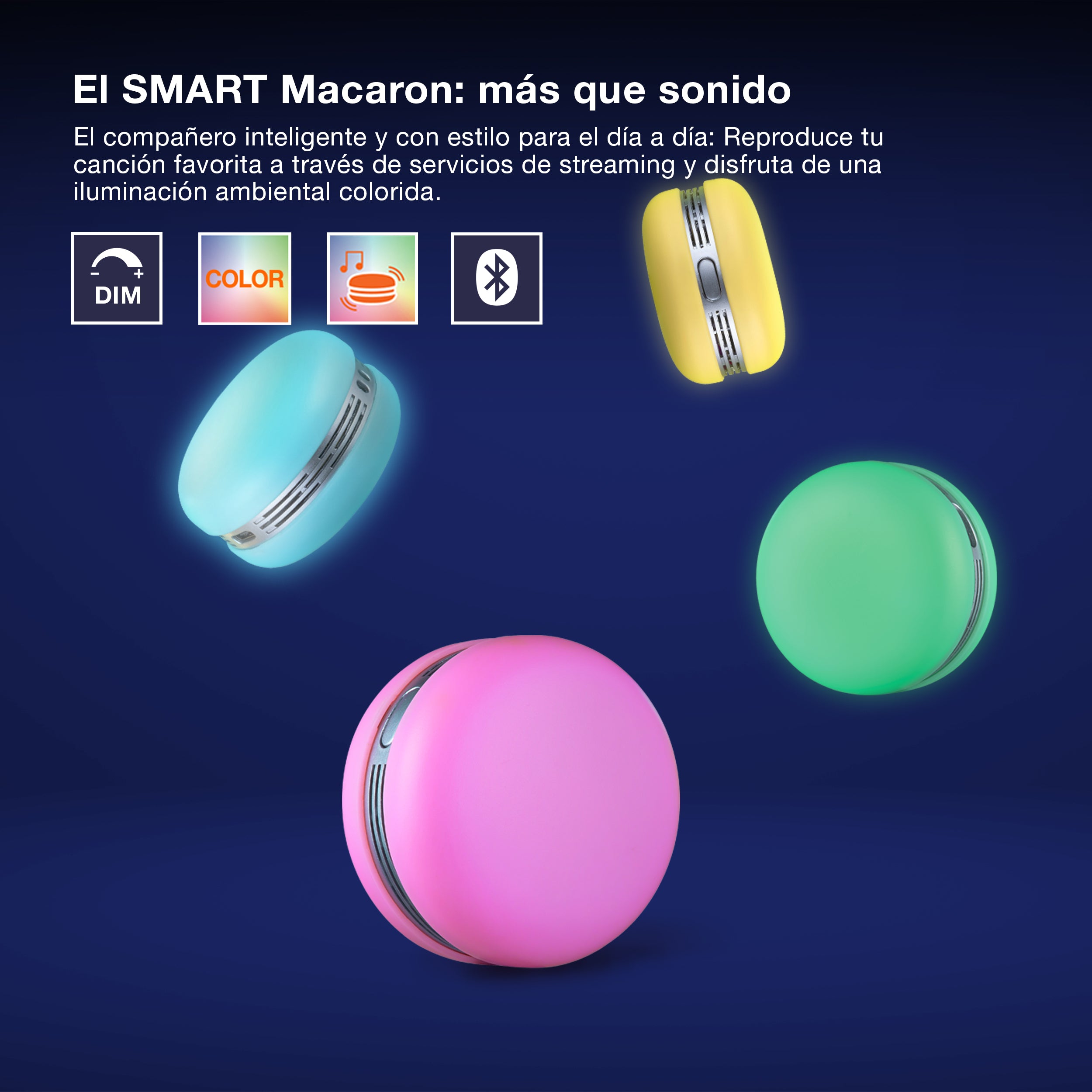 Altavoz OSRAM Bluetooth SMART+ Macaron con control de movimiento y luz LED RGB, amarillo