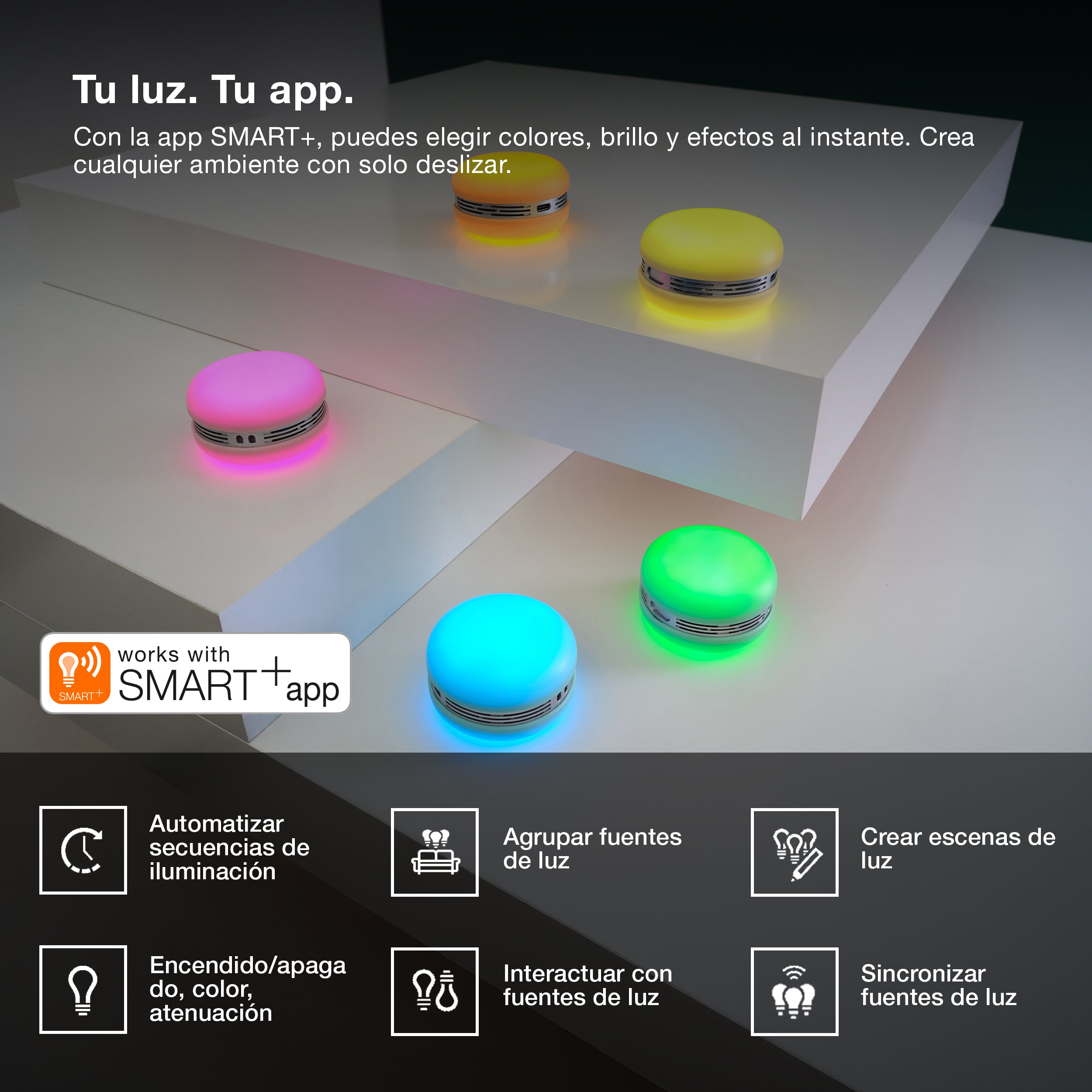 Altavoz OSRAM Bluetooth SMART+ Macaron con control de movimiento y luz LED RGB, amarillo