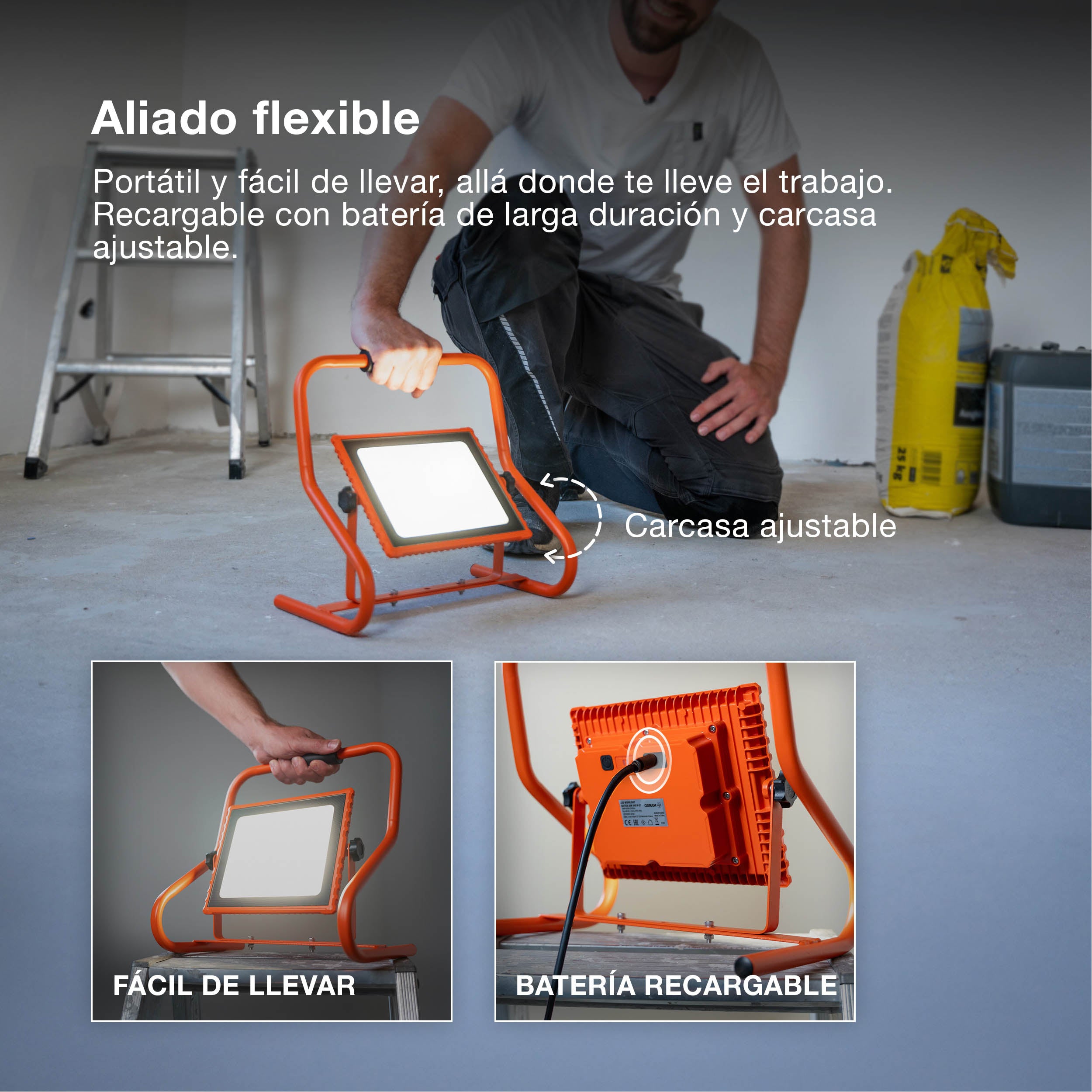 Focos de trabajo OSRAM VALUE BATTERY, USB, 20 W, 2000 lm, 6500 K