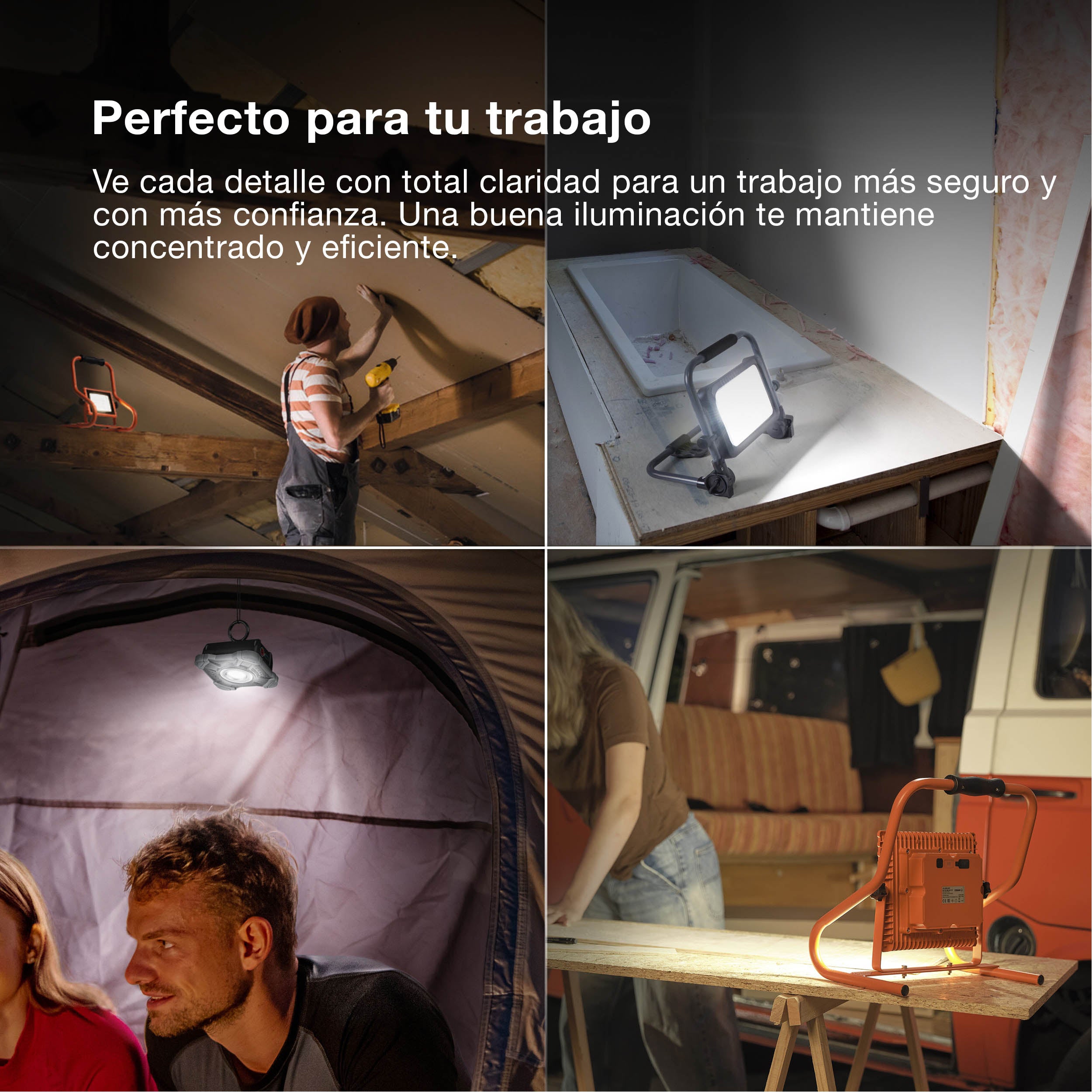 Focos de trabajo OSRAM VALUE BATTERY, USB, foco de construcción 10 W, 800 lm, 6500 K
