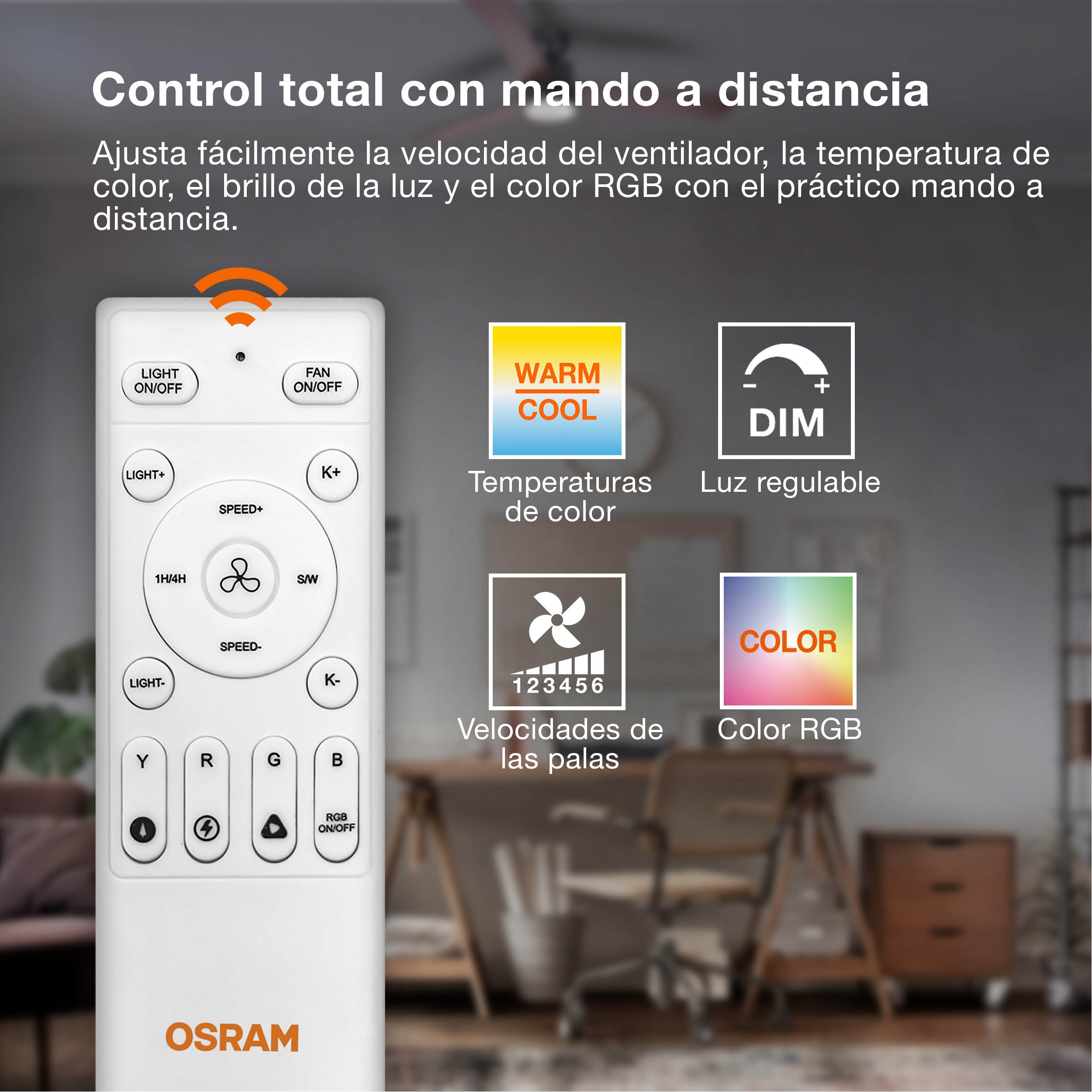 OSRAM LED Deckenventilator Cierzo 1220mm 60W CCT RGB