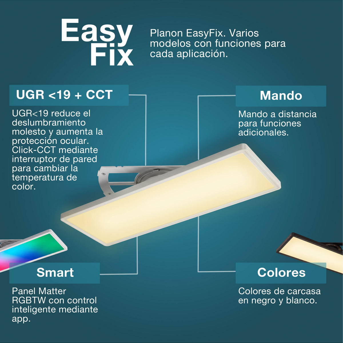 OSRAM Matter SMART+ PLANON SLIM EASYFIX LED Panel Backlight Deckenleuchte 58X20cm RGBTW DIM IP54, schwarz