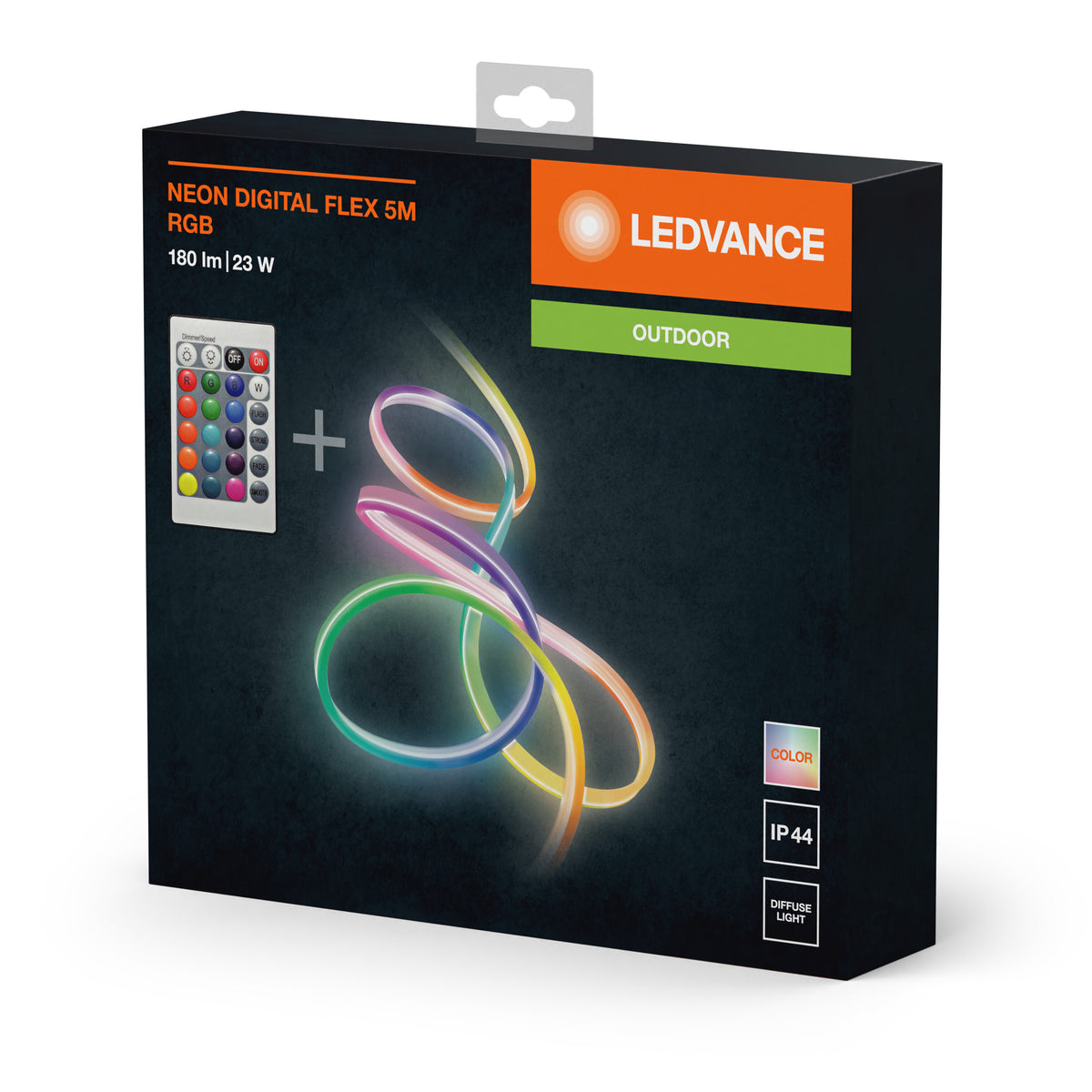 LEDVANCE Neon Digital Flex tiras LED multicolores para exterior de 5 m con RGB + RC, de silicona, protección IP44, iluminación indirecta y directa para jardín y balcón