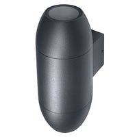 Aplique de exterior OSRAM Up/Down GU10, carcasa ovalada de aluminio en gris oscuro RAL7016, protección IP44 e IK03, aplique para fachadas y entradas