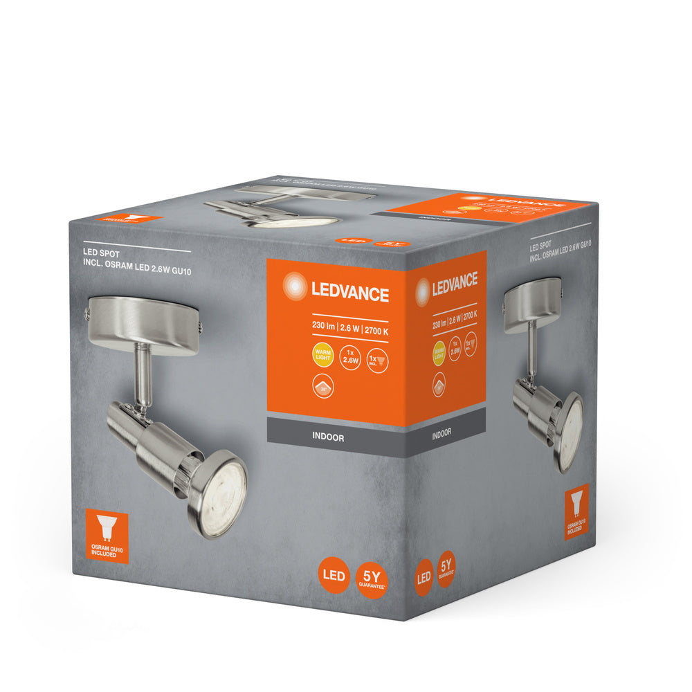 LEDVANCE LED SPOT BRUSHED SILVER GU10 2.6W , 230 lm, 2700 K, Warmweiß-LEDVANCE Shop