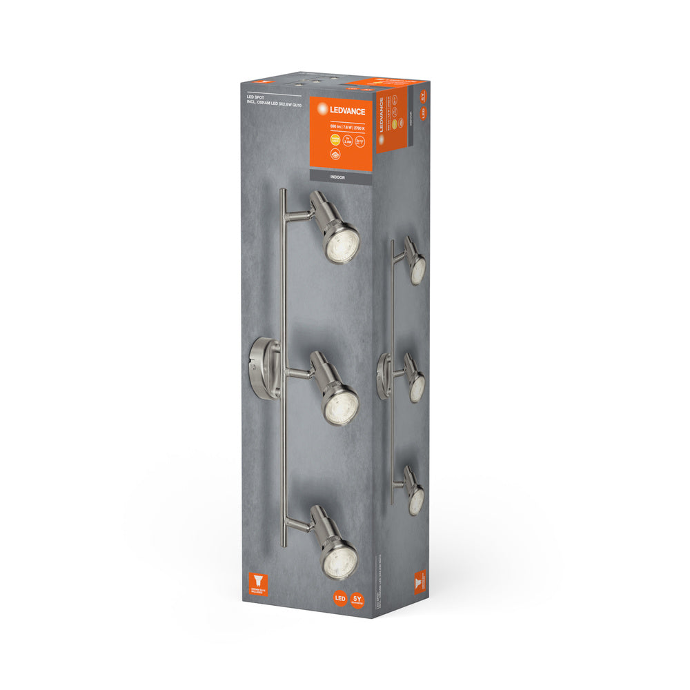 LEDVANCE LED SPOT BRUSHED SILVER GU10 3 x 2.6W , 690 lm, 2700 K, Warmweiß-LEDVANCE Shop