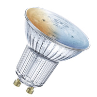 LEDVANCE SMART+ WiFi SPOT GU10 Temperatura de color regulable  con forma PAR16, foco LED, cristal sin plomo, 4,9 W, 350 lm, Temperatura de color regulable , Wi-Fi, compatible con altavoces inteligentes, regulable
