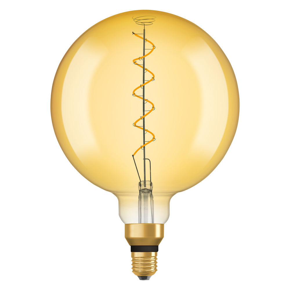 OSRAM VINTAGE 1906® LED Lampe LED CLASSIC GLOBE 4W 820 Gold E27 Silver Socket, 300 lm, 2000 K, Warm Comfort Light-LEDVANCE Shop