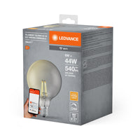 LEDVANCE SMART+ WiFi Filamento Globe Regulable, bombilla LED, cristal sin plomo, ahumado, 6 W, (equivalente a 44 W), 540 lm, blanco cálido, 2500 K, Wi-Fi, compatible con altavoces inteligentes, regulable