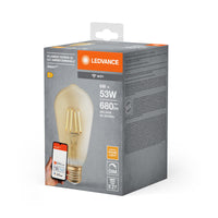 LEDVANCE SMART+ Lámpara LED de filamento Edison regulable con WiFi, con forma Edison, cristal sin plomo, dorada, 6 W, 680 lm, blanco cálido, Wi-Fi, compatible con altavoces inteligentes, regulable