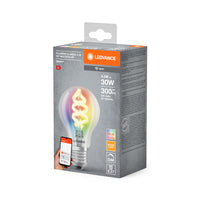 LEDVANCE SMART+ WiFi Filamento Classic RGBW, bombilla LED, cristal sin plomo, transparente, 4,5 W, (equivalente a 30 W), 300 lm, blanco cálido, 2700 K, Wi-Fi, compatible con altavoces inteligentes, regulable