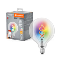 LEDVANCE SMART+ WiFi Filament Globe RGBW , LED-Lampe, Bleifreies Glas, Klar, 4,5 W, (ex 30 W), 300 lm, Warmweiß, 2700 K, Wifi, Smartspeaker-Kompatibel, Dimmbar