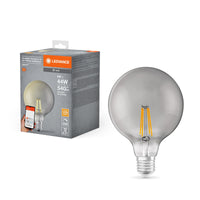 LEDVANCE SMART+ WiFi Filamento Globe Regulable, bombilla LED, cristal sin plomo, ahumado, 6 W, (equivalente a 44 W), 540 lm, blanco cálido, 2500 K, Wi-Fi, compatible con altavoces inteligentes, regulable
