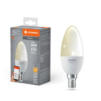 LEDVANCE SMART+ Lámpara LED tipo vela regulable con WiFi, forma de B, mate, 4,9 W, (equivalente a 40 W), 470 lm, blanco cálido, 2700 K, Wi-Fi, Google Assistant, Amazon Alexa, regulable, 20 000 h
