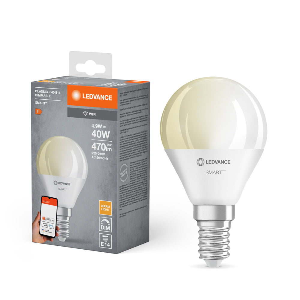 LEDVANCE SMART+ Wifi Mini Bulb LED Lampe DIM FR E14 4,9W 470 lm, 2700 K, Warmweiß-LEDVANCE Shop