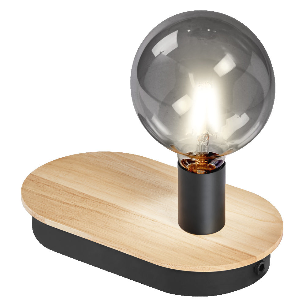 LEDVANCE DECOR Wood Touch Tischleuchte USB, schwarz/holz, E27-Tischlampen-LEDVANCE Shop