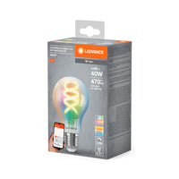 LEDVANCE SMART+WIFI Filamento Classic RGBTW, bombilla LED, cristal sin plomo, transparente, 4,8 W, (equivalente a 40 W), 470 lm, RGBW, 2700 K, Wi-Fi, compatible con altavoces inteligentes, regulable