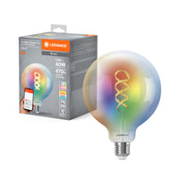 LEDVANCE SMART+WIFI Filament Globe RGBTW con forma de globo, lámpara LED, cristal sin plomo, transparente, 4,8 W, (antes 40 W), 470 lm, RGBTW, de 2700 a 6500 K, Wi-Fi, regulable