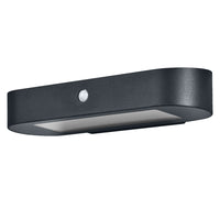 Lámpara de pared solar OSRAM ENDURA Style Oval, luz blanca fría (4000 K), sensor integrado, funciona sin corriente, batería de larga duración: 30 veces 60 segundos en modo PIR, clase de protección IP44, color negro