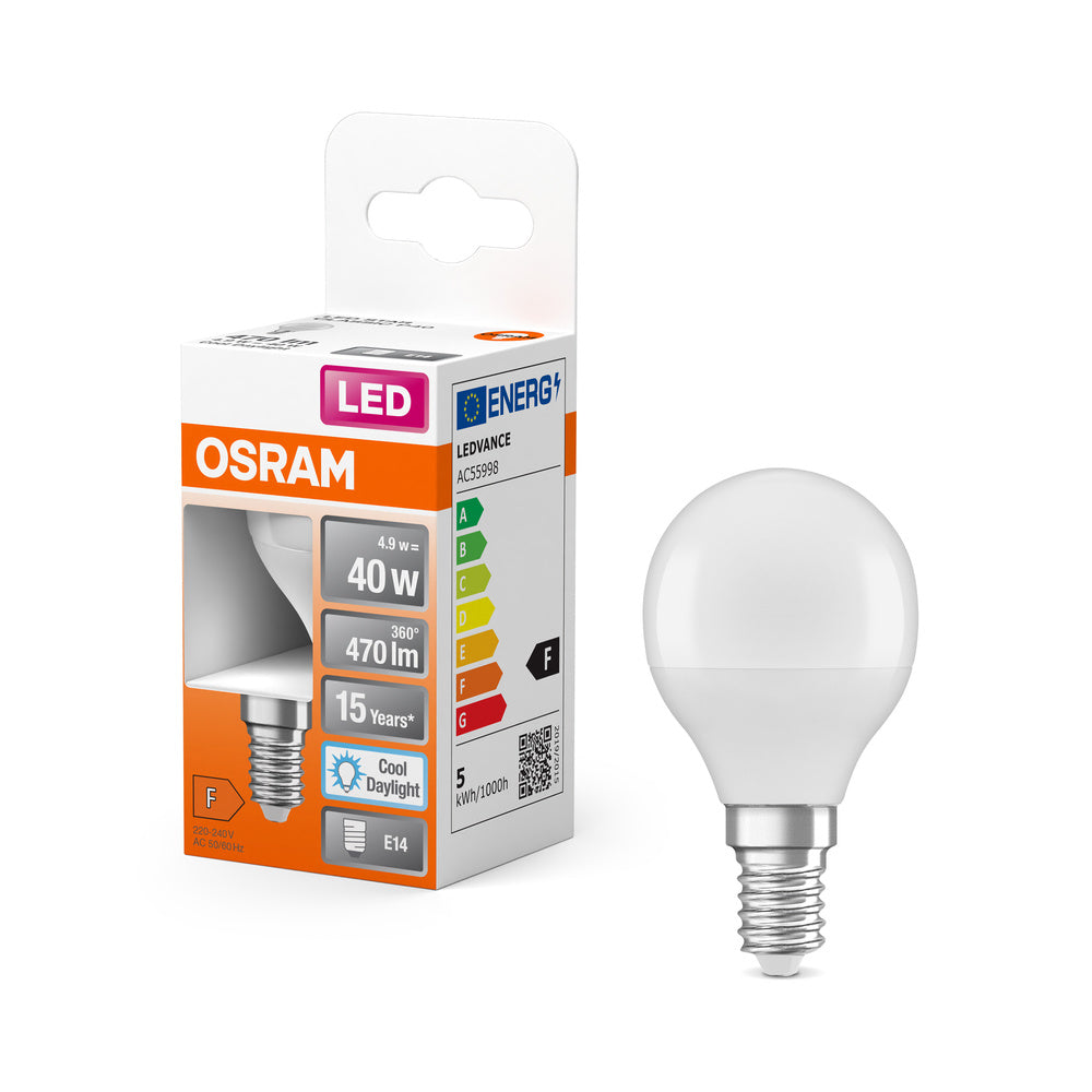 OSRAM LED Lampe LED STAR CLASSIC P 4.9W 865 Frosted E14, 470 lm, 6500 K, Kaltes Tageslicht-LEDVANCE Shop