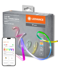 LEDVANCE SMART+ Wifi Flex tiras LED decorativas de 2 m RGB + TW, transparentes de silicona, protección IP20, para espacios habitables con iluminación indirecta