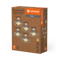 LEDVANCE LED SPOT SET RECESS ESSENTIAL GU10 5x2.6W GU10 Brushed Nickel, 230 lm, 2700 K, Warmweiß, 5er Pack-LEDVANCE Shop