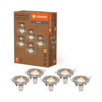 LEDVANCE LED SPOT SET RECESS ESSENTIAL GU10 5x2.6W GU10 Brushed Nickel, 230 lm, 2700 K, Warmweiß, 5er Pack-LEDVANCE Shop