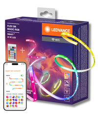 LEDVANCE SMART+ Tira LED WIFI FLEX de 5 m, blanca, 22 W, 500 lm, regulable, efecto de luz dinámico Magic-RGB, selección personalizada de colores de luz, controlable mediante app, larga vida útil, fácil instalación, IP20