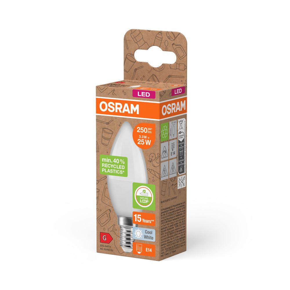 OSRAM LED Star Classic B 25 Lampe Recycled Plastic 3.3W Kaltweiß Frosted E14-Leuchtmittel-LEDVANCE Shop