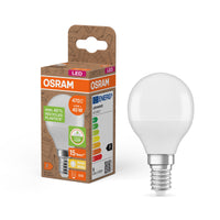 LÁMPARAS LED PCR DE OSRAM CON CASQUILLO CLÁSICO P, lámpara LED, mate, 4,9 W, (equivalente a 40 W), 470 lm, blanco cálido, 2700 K, 15 000 h, CRI ≥80, reciclaje PCR