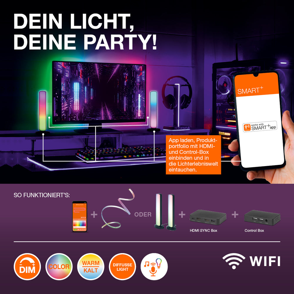 LEDVANCE SMART+ Wifi BALL Moodlight Tischleuchte MAGIC RGB Mini RGBW USB, 130 lm, 2200 … 6500 K, Tunable White|RGB-LEDVANCE Shop