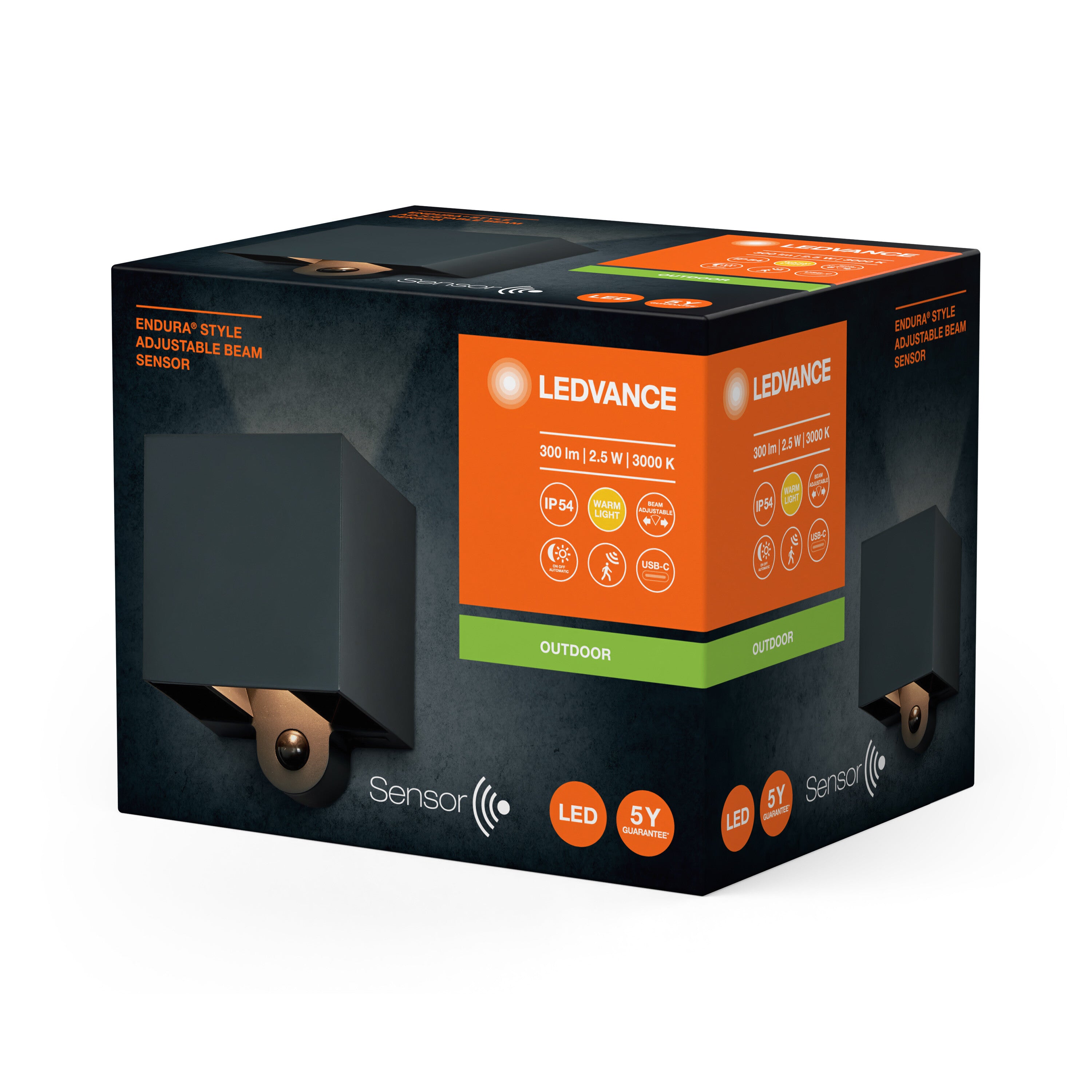 LEDVANCE ENDURA STYLE ADJ BEAM Sensor Außenwandleuchte, 2,5W, 180lm-Außenwandleuchten-LEDVANCE Shop