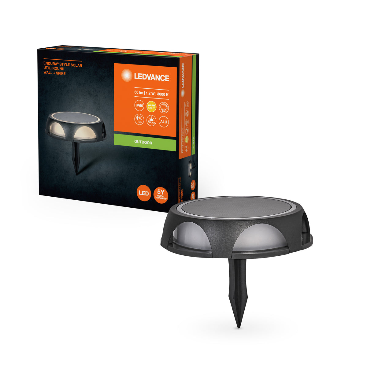 LEDVANCE ENDURA STYLE ROUND Solar Wegeleuchte Erdspießleuchte, 1,2W, 60lm-Wege- & Pollerleuchten-LEDVANCE Shop