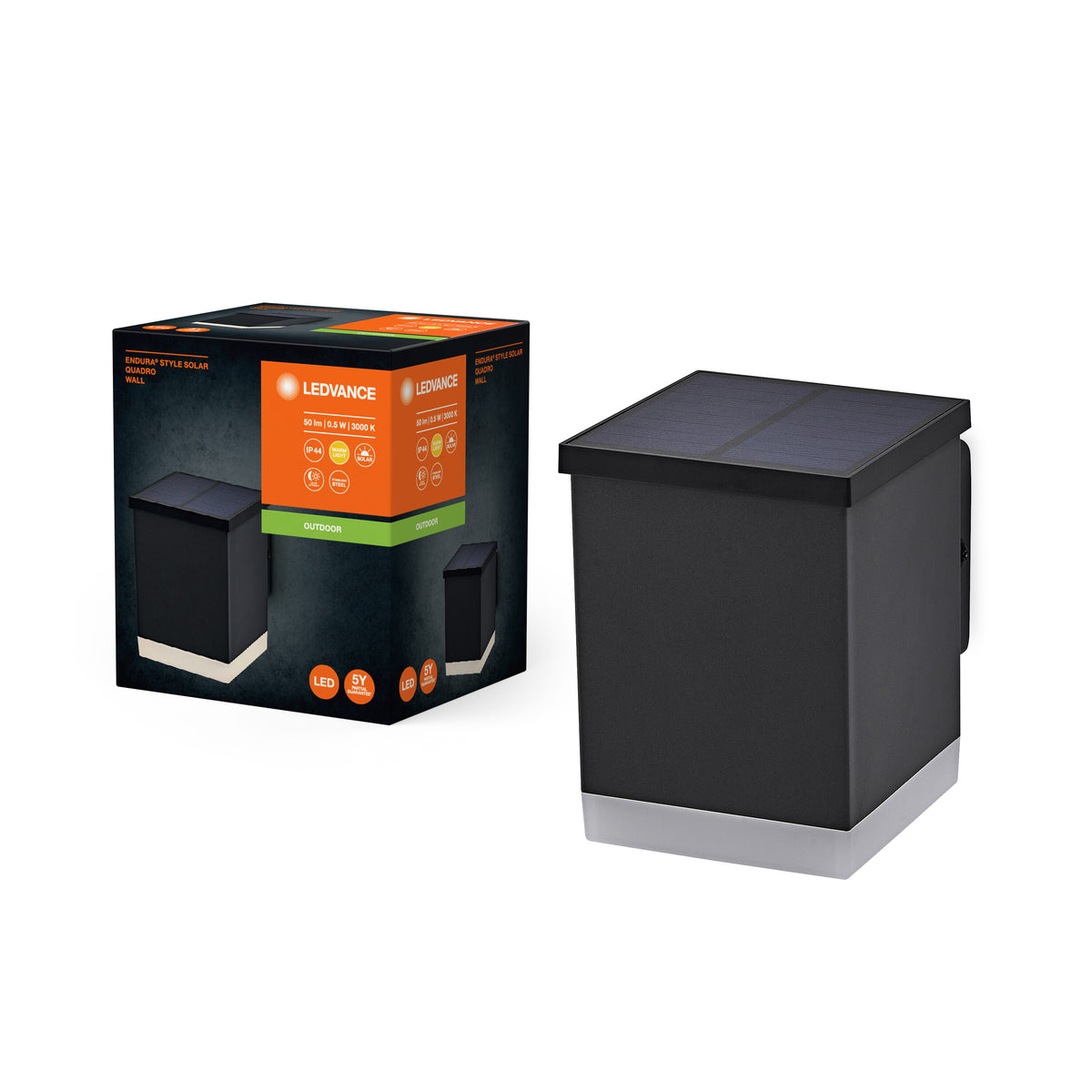 LEDVANCE ENDURA STYLE SOLAR QUADRO WALL Außenwandleuchte, 0,5W, 50lm-Außenwandleuchten-LEDVANCE Shop