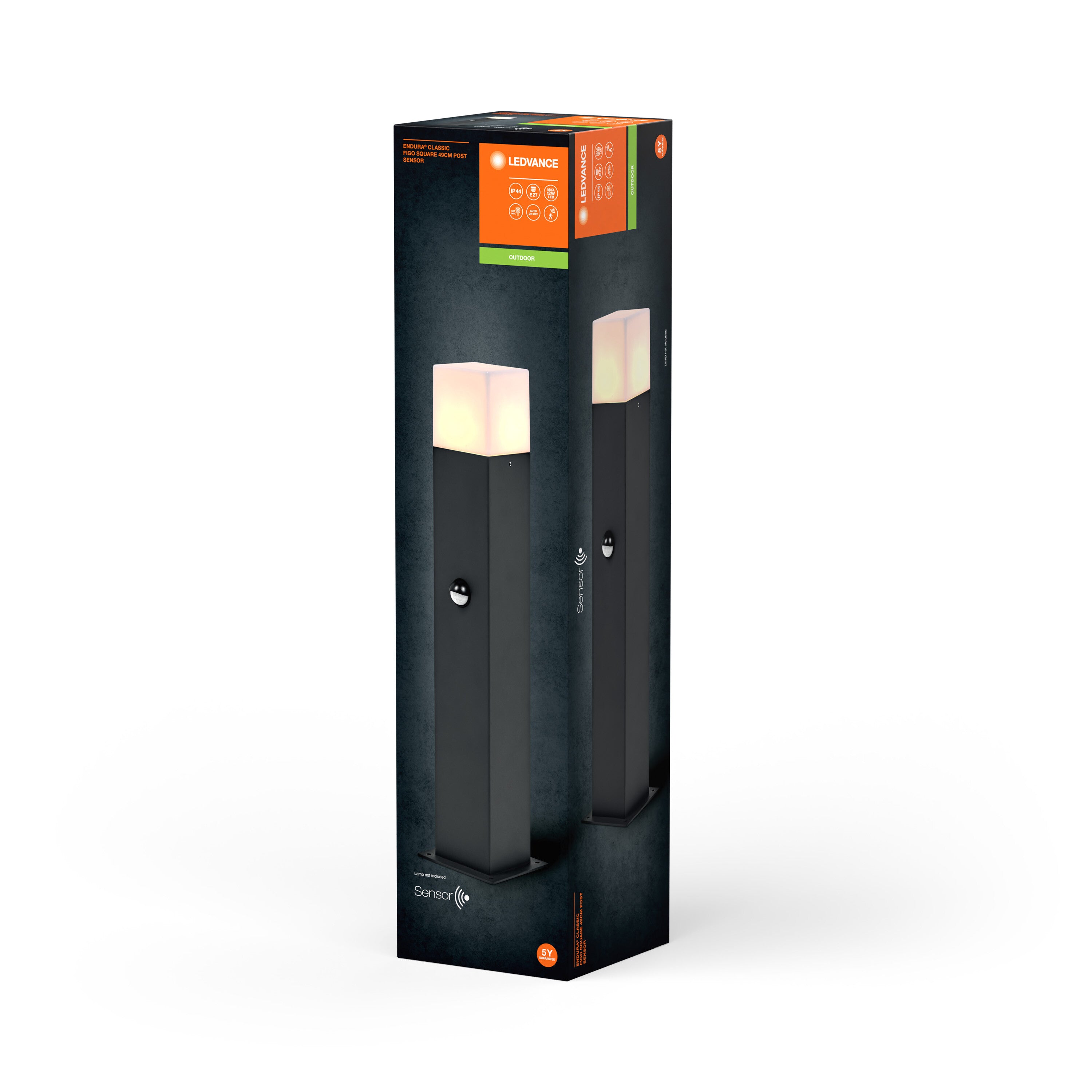 LEDVANCE ENDURA CLASSIC FIGO SQ Sensor Pollerleuchte, dunkelgrau-Wege- & Pollerleuchten-LEDVANCE Shop