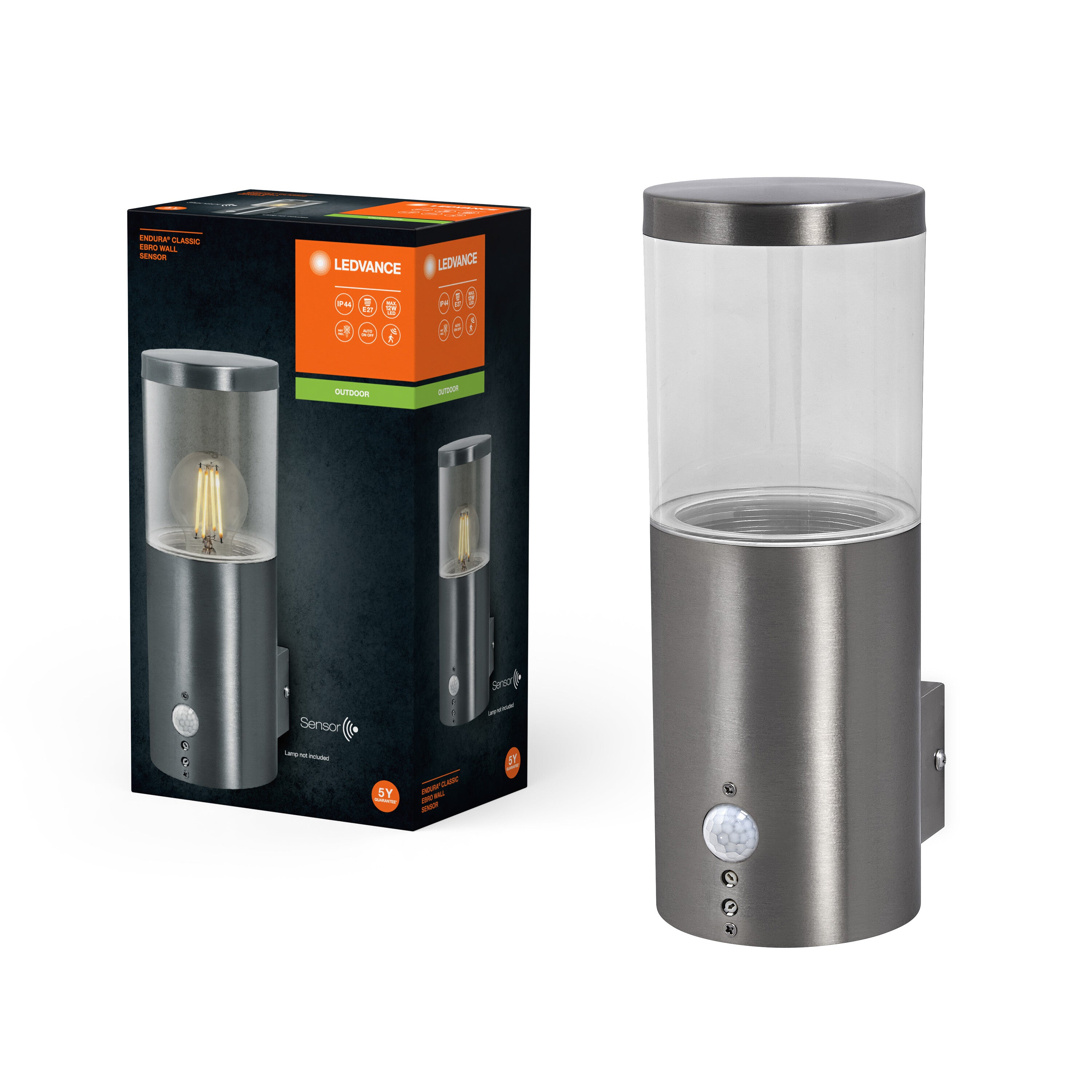 LEDVANCE ENDURA CLASSIC EBRO WALL Sensor Außenwandleuchte, Steel-Außenwandleuchten-LEDVANCE Shop